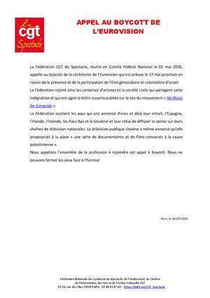 Cp Cgtspectacle Boycott Eurovision Mai 2026