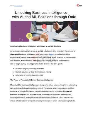 Unlocking Business Intelligence With Ai And Ml Solutions Through Onix