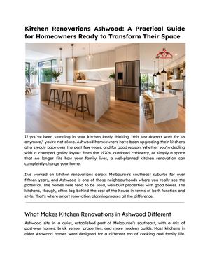 Kitchen Renovations Ashwood A Practical Guide For Homeowners Ready To Transform Their Space
