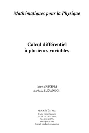 Extrait 2284 Calcul différentiel à plusieurs variables. Mathématiques pour la Physique
