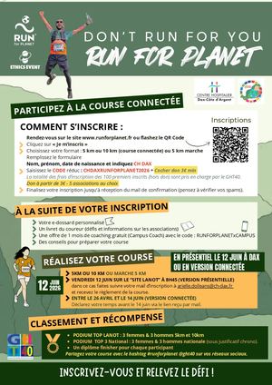Inscription Run For Planet 12 Juin Dax