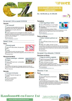 Les Manifestations De Forez Est Du 16 Au 31 Mai 2026