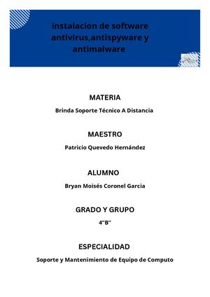 Instalacion De Software Antivirus,antispyware Y Antimalware