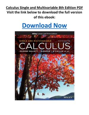 Calculus Single And Multivariable 8th Edition PDF