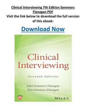Clinical Interviewing 7th Edition Sommers Flanagan PDF