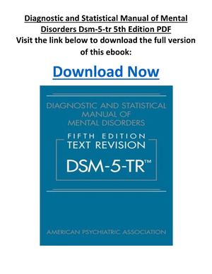 Diagnostic And Statistical Manual Of Mental Disorders Dsm 5 Tr 5th Edition PDF
