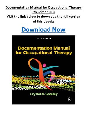 Documentation Manual For Occupational Therapy 5th Edition PDF