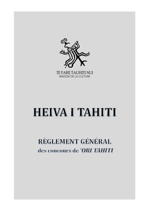 Heiva I Tahiti Règlement En Danse 2026 Vf