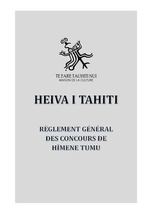 Heiva I Tahiti Règlement En Chant 2026 Vf