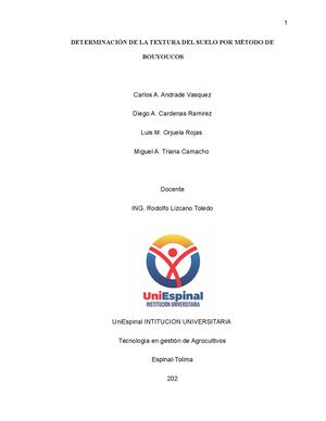 Determinación De La Textura Del Suelo Por Método De Bouyoucos