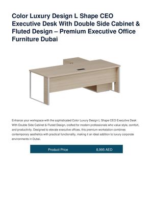 Color Luxury Design L Shape CEO Executive Desk With Double Side Cabinet & Fluted Design – Premium Executive Office Furniture Dubai