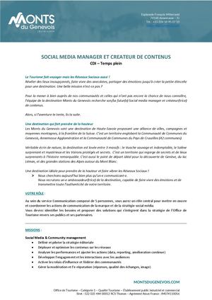 2026 04 Offre Emploi Social Media Manager Et Producteur De Contenu