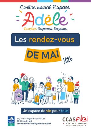 Centre social Espace Adèle - Les rendez-vous de mai 2026