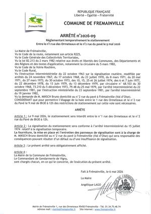 Arrêté n°2026-9 Elagage Haie