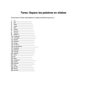 Tarea Silabas