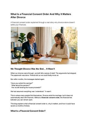 What Is A Financial Consent Order And Why It Matters After Divorce