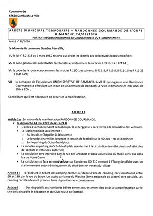 Arrêté 86 2026 Randonne Gourmande De L'ours