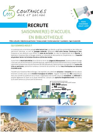 Un(e) saisonnier(e) d'accueil en bibliothèque