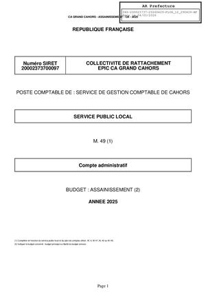 Ca 2025 Budget Assainissement