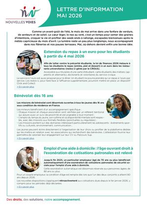 Lettre D'information Mai 2026 Association Nouvelles Voies