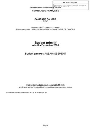 Bp 2026 Budget Assainissement