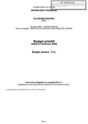 Bp 2026 Budget Eau