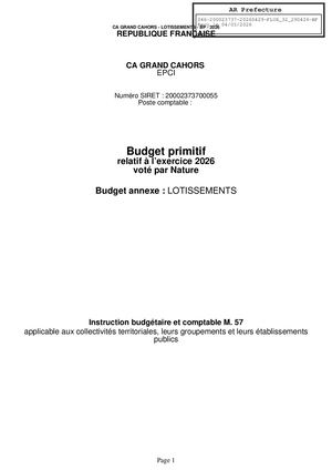 Bp 2026 Budget Lotissements