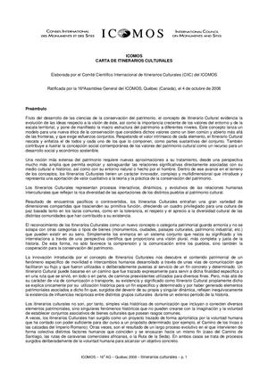 Carta De Itinerarios Culturales ICOMOS