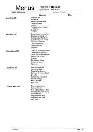 Menu Du 08 Au 12 Juin 2026