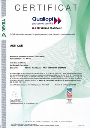 Certificat Qualiopi ADN CSE
