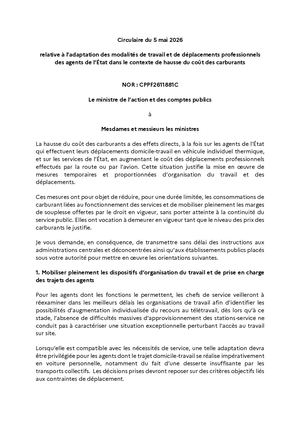 Circulaire Du 5 Mai 2026