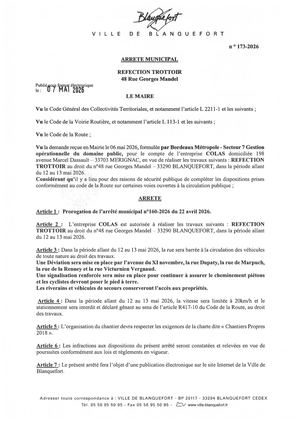 Arrêté n°173-2026