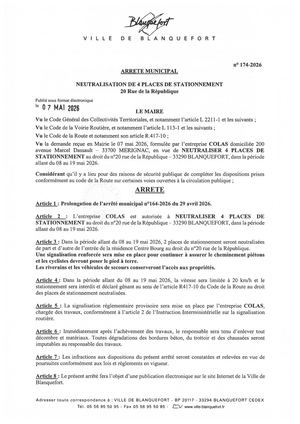 Arrêté n°174-2026