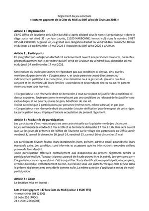 Règlement Jeu Concours Defi Wind 2026