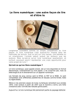 Le Livre Numérique, Une Autre Façon De Lire Et D’être Lu