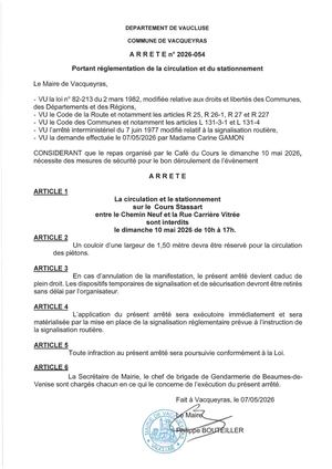Arrête Cours Stassart 10 Mai