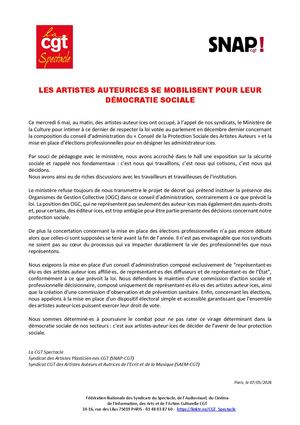 Cp Cgtspectacle Les Artistes Auteurices Se Mobilisent Pour Leur Démocratie Sociale