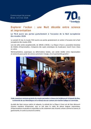 Communiqué de presse : ouverture exceptionnelle du musée 70.8 à l'occasion de la Nuit européenne des musées