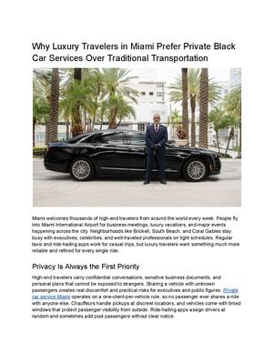 Why Luxury Travelers In Miami Prefer Private Black Car Services Over Traditional Transportation
