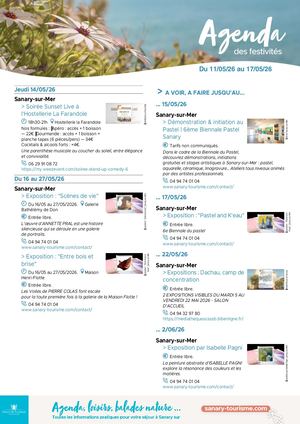 Agenda de la semaine du 11 au 17 mai 2026