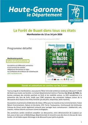 Programme "La forêt de Buzet dans tous ses états" - 12 au 14 juin 2026