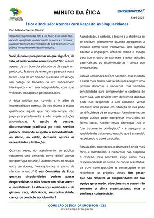 Minuto da Ética - Abril 2026