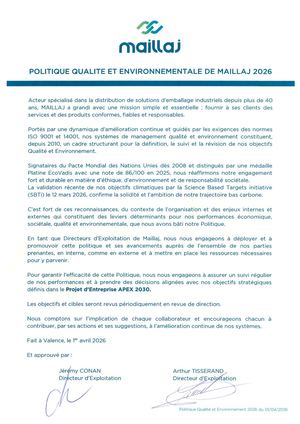 Politique Qualite Et Environnementale De Maillaj 2026