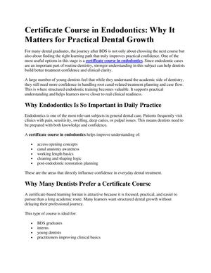 Pdf 1 Certificate Course In Endodontics