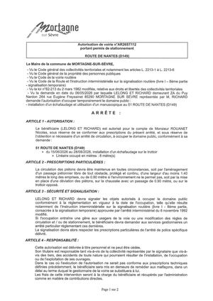 Ar26st112 Av Portant Permis De Stationnement 51 Route De Nantes Du 15 06 Au 28 08 2026