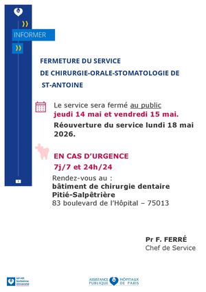 Fermeture 14 Mai Et 15 Mai (Pont)