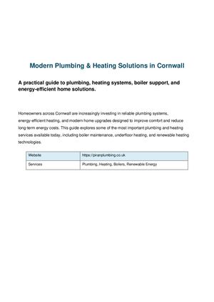 Why Modern Heating Systems Are Becoming More Popular in Cornwall