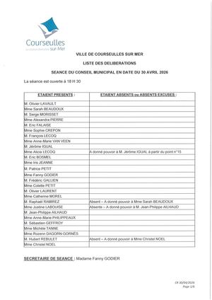 Compte rendu synthétique des votes du conseil municipal du 30 Avril 2026