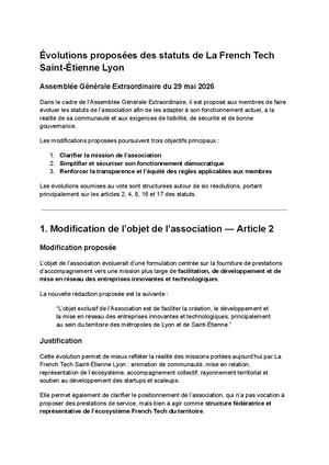 Évolutions Statuts