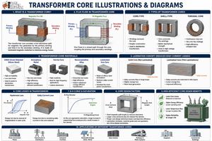 Transformer Core Illustrations & Diagrams Materials, Types, Design And Efficiency